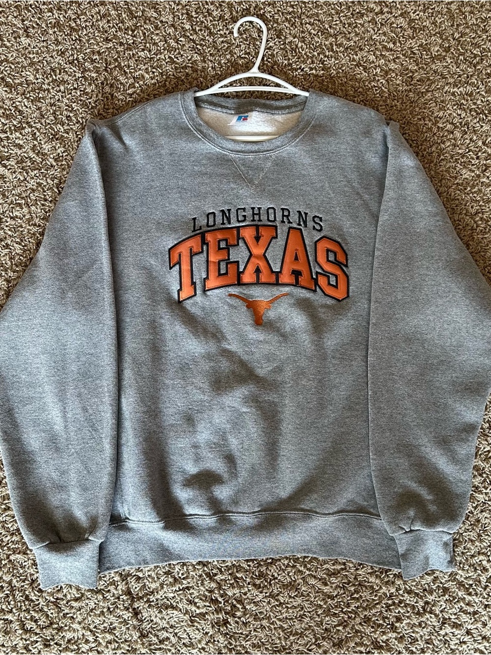 Texas Longhorns Gray Crewneck Sweatshirt with Orange Logo